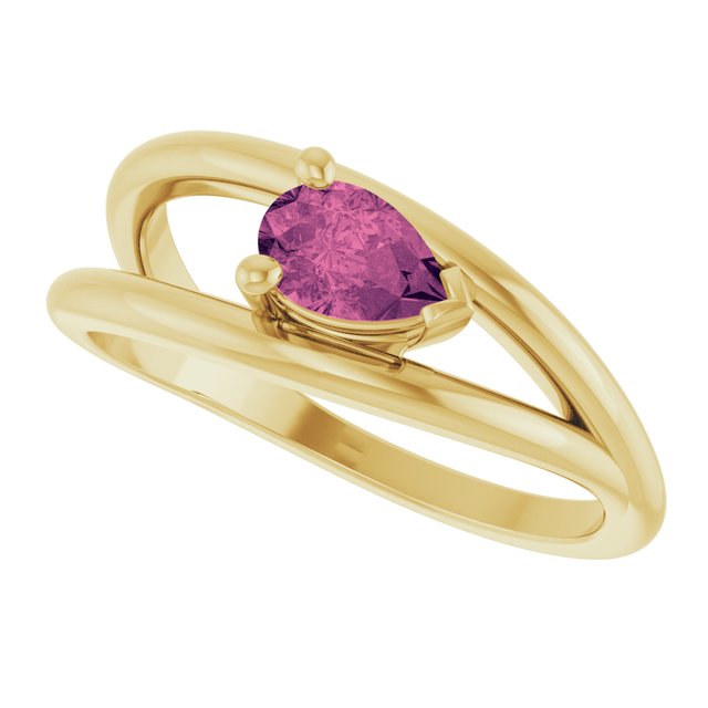 Pear Pink Tourmaline Negative Space Ring in Yellow Gold
