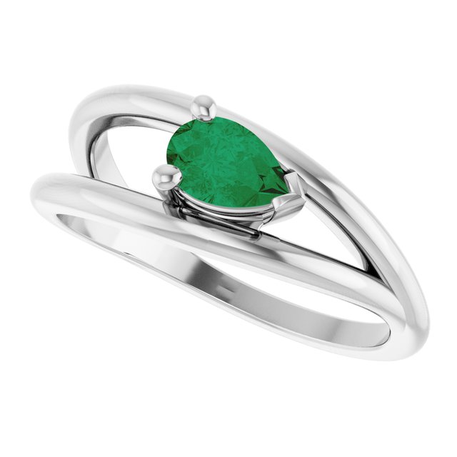 Pear Lab-Grown Emerald Negative Space Ring in Platinum