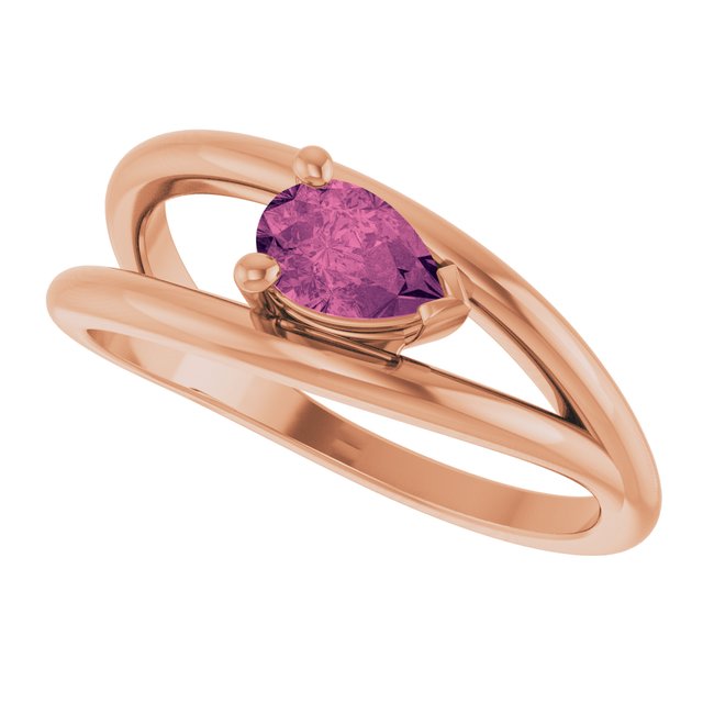 Pear Pink Tourmaline Negative Space Ring in Rose Gold