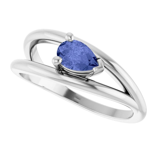 Pear Tanzanite Negative Space Ring in White Gold