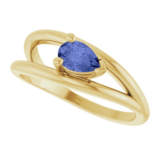 Pear Tanzanite Negative Space Ring in Yellow Gold