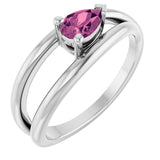 Pear Pink Tourmaline Negative Space Ring in Platinum