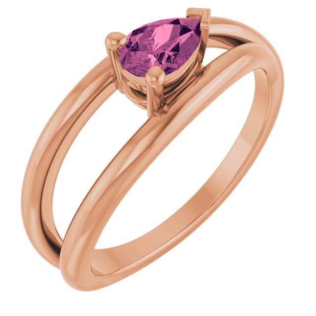 Pear Pink Tourmaline Negative Space Ring in Rose Gold