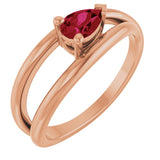 Pear Lab-Grown Ruby Negative Space Ring in Rose Gold