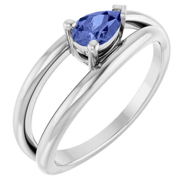 Pear Tanzanite Negative Space Ring in White Gold