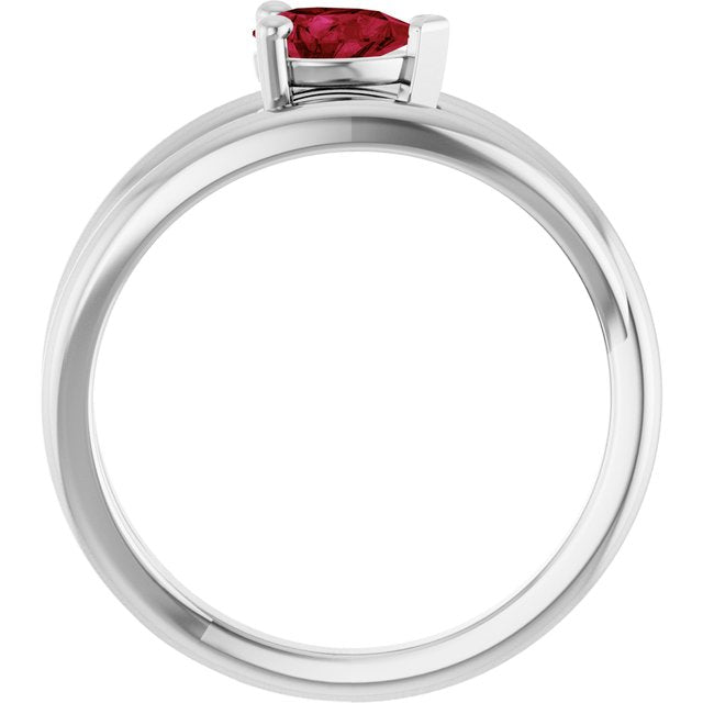 Pear Lab-Grown Ruby Negative Space Ring in White Gold