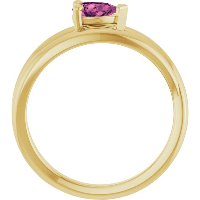 Pear Pink Tourmaline Negative Space Ring in Yellow Gold