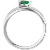 Pear Lab-Grown Emerald Negative Space Ring in White Gold