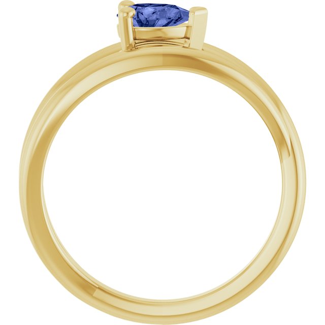 Pear Tanzanite Negative Space Ring in Yellow Gold