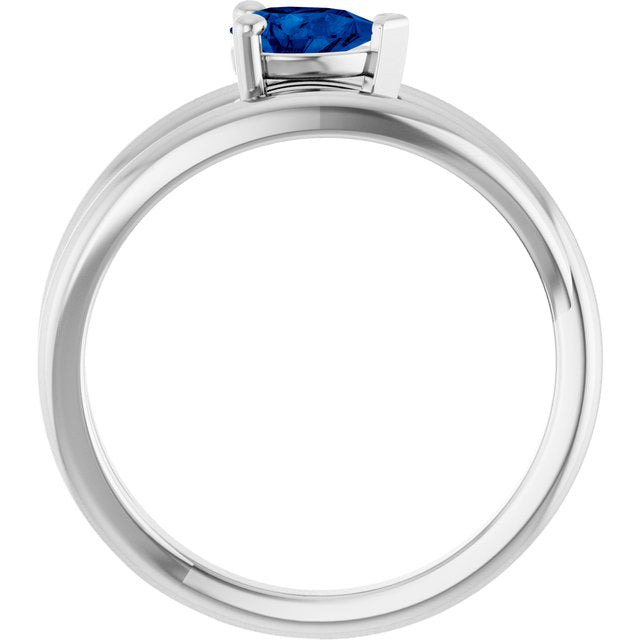 Pear Lab-Grown Blue Sapphire Negative Space Ring in Platinum