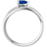 Pear Lab-Grown Blue Sapphire Negative Space Ring in Platinum
