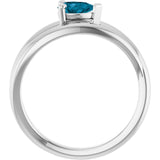 Pear London Blue Topaz Negative Space Ring in White Gold