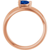 Pear Lab-Grown Blue Sapphire Negative Space Ring in Rose Gold