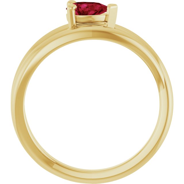 Pear Lab-Grown Ruby Negative Space Ring in Yellow Gold