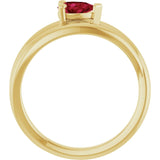 Pear Lab-Grown Ruby Negative Space Ring in Yellow Gold