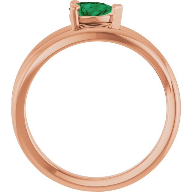 Pear Lab-Grown Emerald Negative Space Ring in Rose Gold
