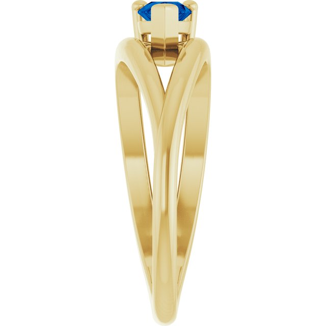 Pear Lab-Grown Blue Sapphire Negative Space Ring in Yellow Gold