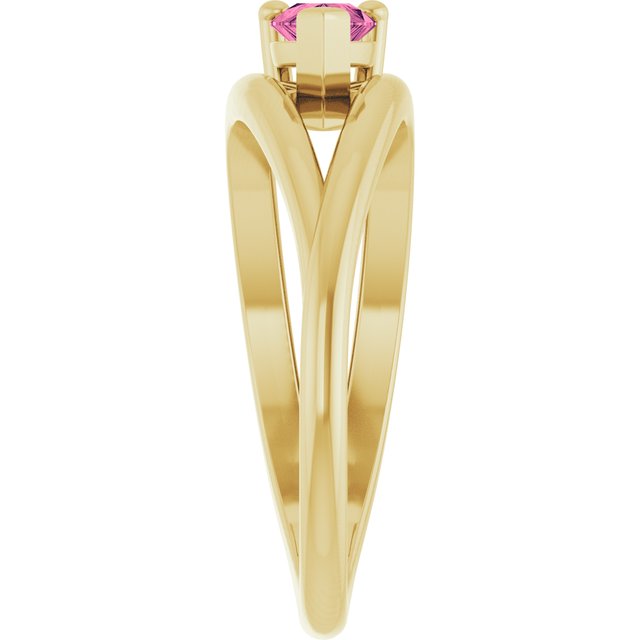 Pear Pink Tourmaline Negative Space Ring in Yellow Gold