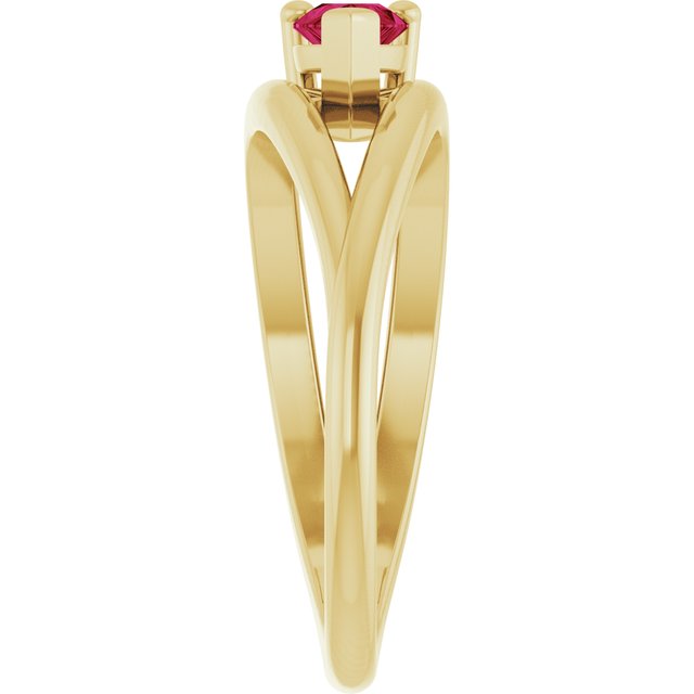 Pear Lab-Grown Ruby Negative Space Ring in Yellow Gold
