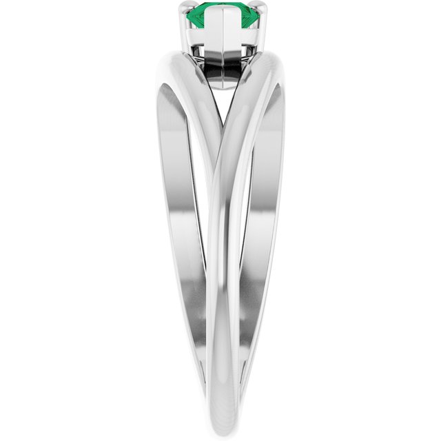 Pear Lab-Grown Emerald Negative Space Ring in White Gold