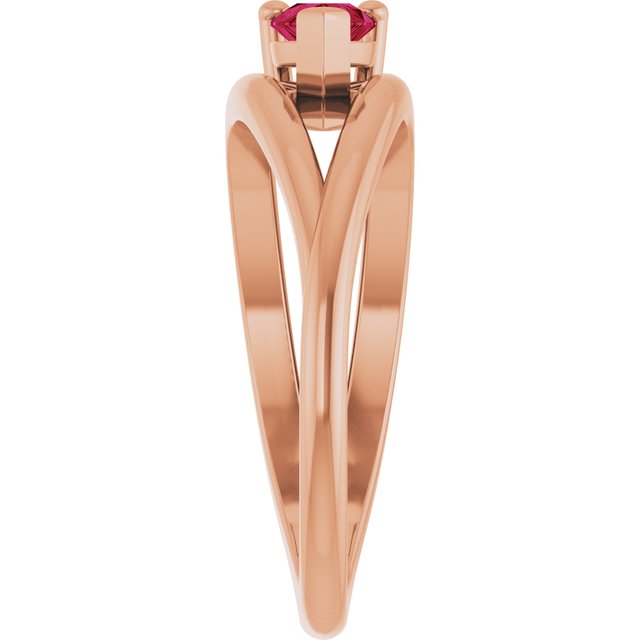 Pear Lab-Grown Ruby Negative Space Ring in Rose Gold
