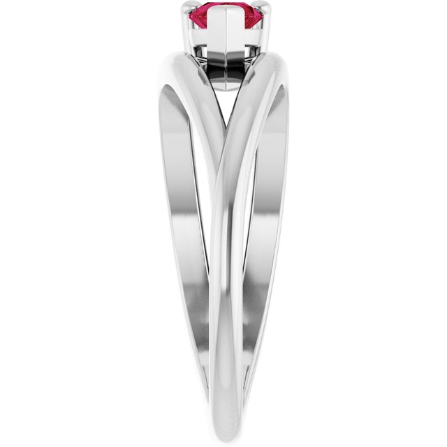 Pear Lab-Grown Ruby Negative Space Ring in White Gold