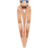 Pear Lab-Grown Blue Sapphire Negative Space Ring in Rose Gold