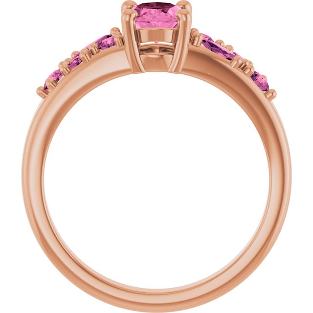 Oval Lab-Grown Pink Sapphire Multi Stone Ring in Gold and Platinum