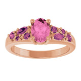 Oval Lab-Grown Pink Sapphire Multi Stone Ring in Gold and Platinum
