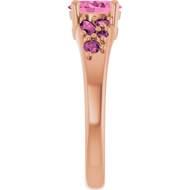 Oval Lab-Grown Pink Sapphire Multi Stone Ring in Gold and Platinum