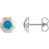 Turquoise Round Geometric Stud Earrings in Gold and Platinum
