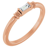 Straight Baguette Lab-Grown Moissanite Stackable Ring in Rose Gold