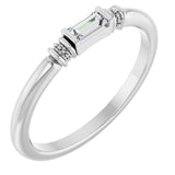 Straight Baguette Lab-Grown Moissanite Stackable Ring in Platinum