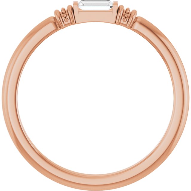 Straight Baguette Lab-Grown Moissanite Stackable Ring in Rose Gold