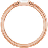 Straight Baguette Lab-Grown Moissanite Stackable Ring in Rose Gold