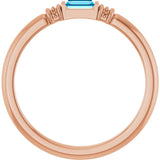 Straight Baguette Lab-Grown Aqua Sapphire Ring in Gold and Platinum