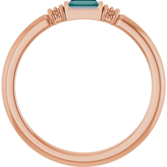 Straight Baguette Lab-Grown Alexandrite Ring in Rose Gold