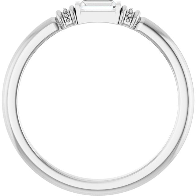 Straight Baguette Lab-Grown Moissanite Stackable Ring in Platinum