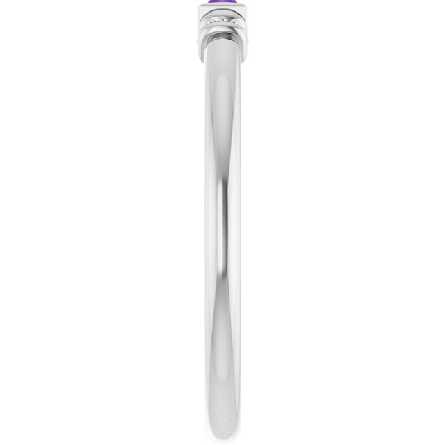 Straight Baguette Lab-Grown Purple Sapphire Stackable Ring