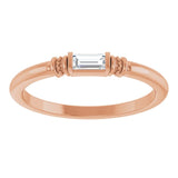 Straight Baguette Lab-Grown Moissanite Stackable Ring in Rose Gold