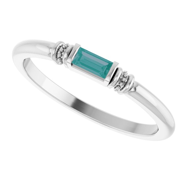 Straight Baguette Lab-Grown Alexandrite Stackable Ring in Platinum