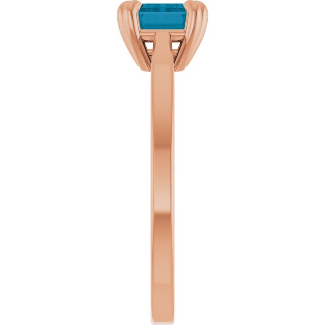 Emerald London Blue Topaz Solitaire Ring in Gold