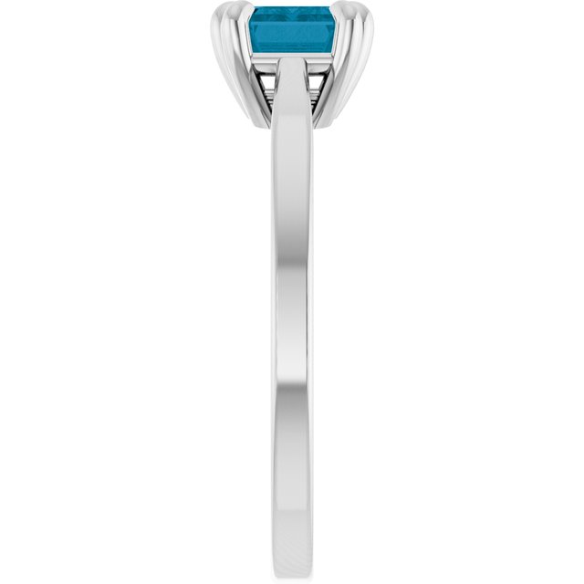 Emerald London Blue Topaz Solitaire Ring in Platinum