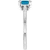 Emerald London Blue Topaz Solitaire Ring in Platinum