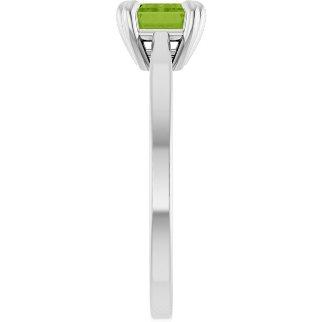 Emerald Peridot Solitaire Ring in Gold and Platinum
