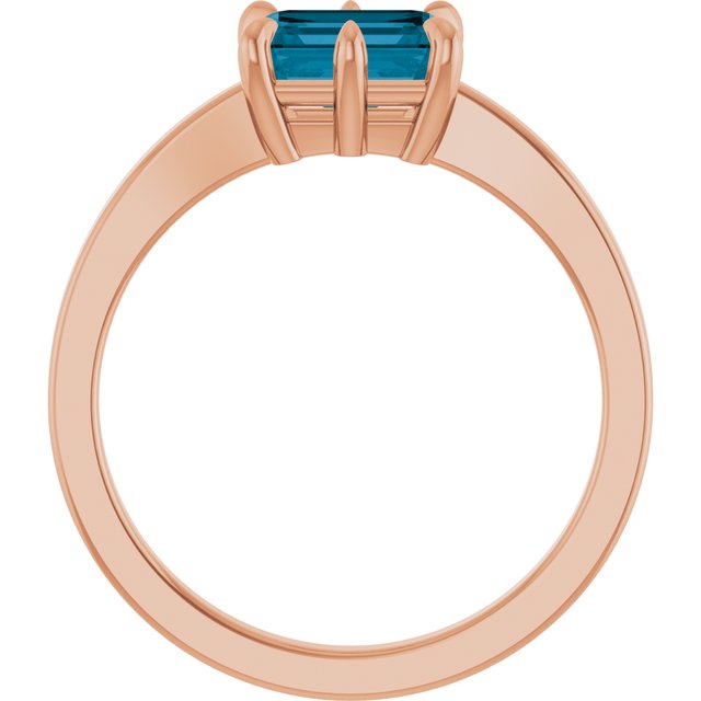 Emerald London Blue Topaz Solitaire Ring in Gold