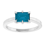 Emerald London Blue Topaz Solitaire Ring in Platinum