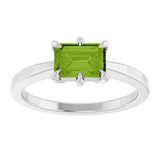 Emerald Peridot Solitaire Ring in Gold and Platinum