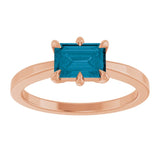 Emerald London Blue Topaz Solitaire Ring in Gold