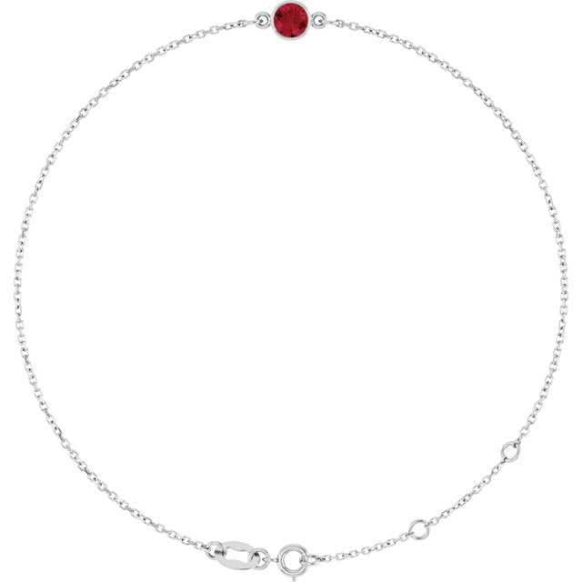 1-Stone Lab-Grown Ruby & Round Bezel-Set Link Bracelet In Set